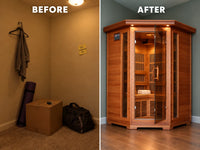 Hudson Bay 3-Person Cedar Corner Infrared Sauna with 7 Carbon Heaters — Before & After