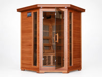 Hudson Bay 3-Person Cedar Corner Infrared Sauna with 7 Carbon Heaters — Studio Shot