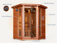 Hudson Bay 3-Person Cedar Corner Infrared Sauna with 7 Carbon Heaters — How It Works