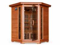 Infrared Sauna Built for Home Wellness, 3-Person Corner Design, Canadian Cedar Wood, 7 Carbon Heaters — Studio Shot