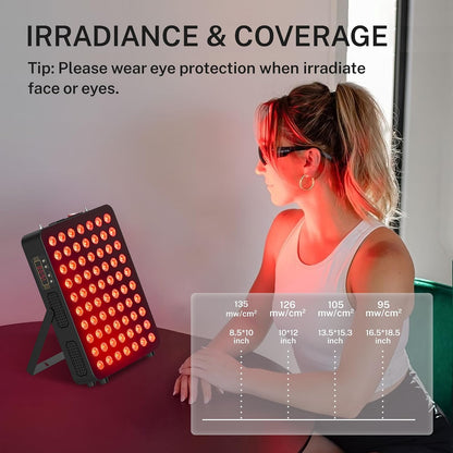 Red Light Therapy, 70 Dual Chip Red Light Therapy Panel Clinical Grade LED Device with Timer, Ideal for Body, Face, Recovery, Improve Sleep, Skin Health, 350W(Black)