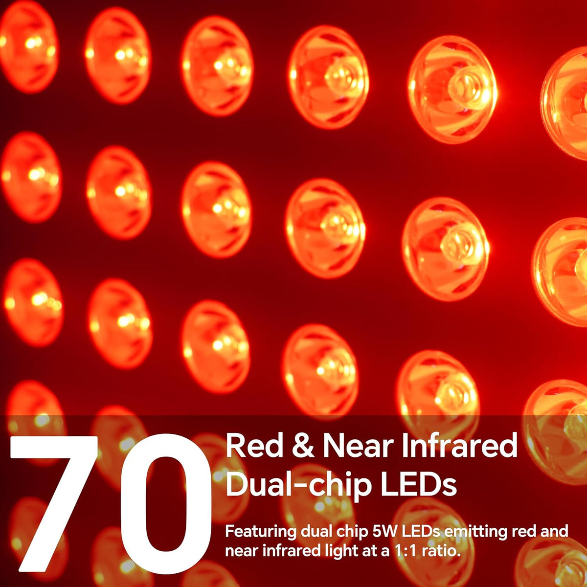 Red Light Therapy, 70 Dual Chip Red Light Therapy Panel Clinical Grade LED Device with Timer, Ideal for Body, Face, Recovery, Improve Sleep, Skin Health, 350W(Black)